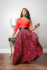 Electricity Red Maxi Skirt