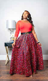 Electricity Red Maxi Skirt